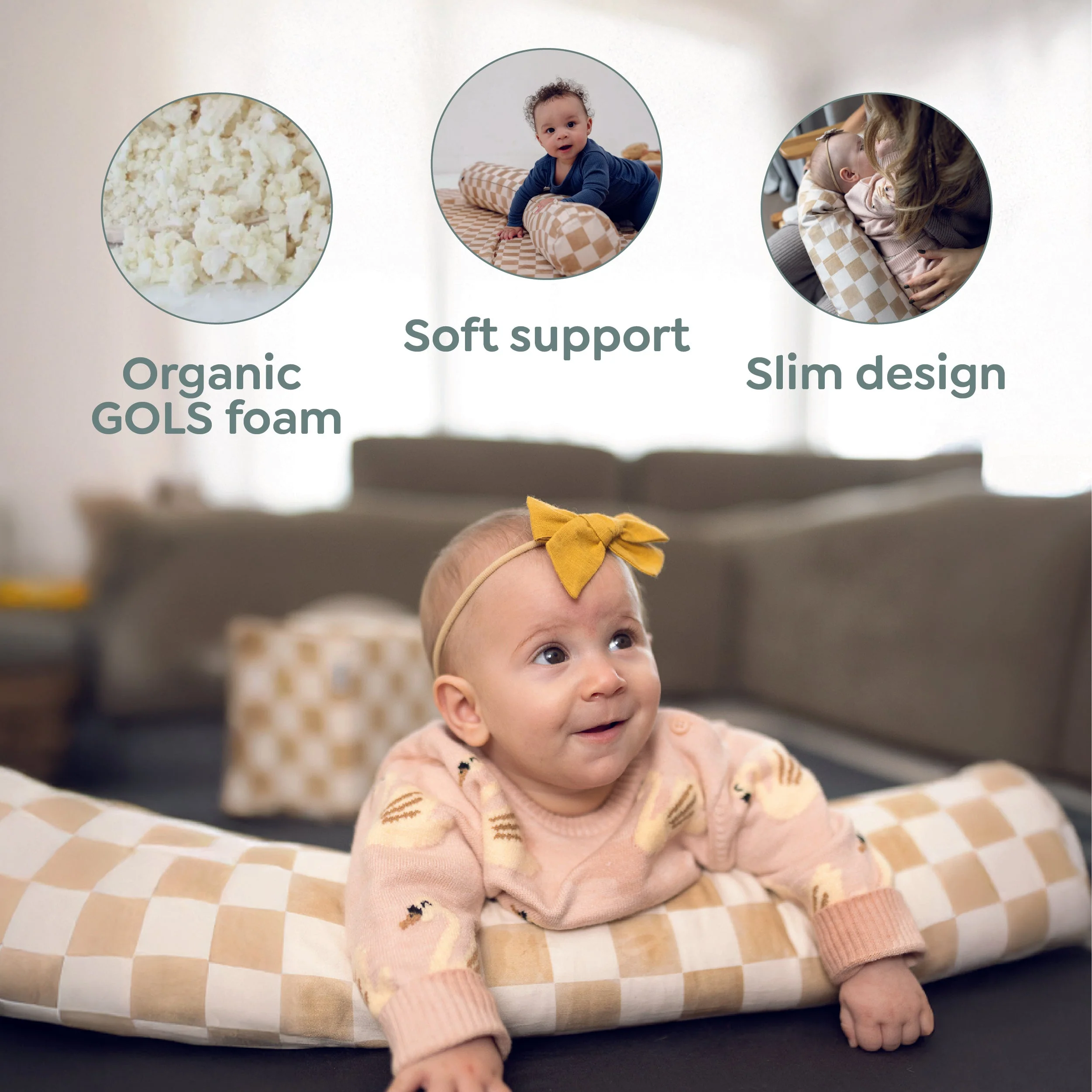 Toki Mats Checker Toffee Support Pillow - Image 6