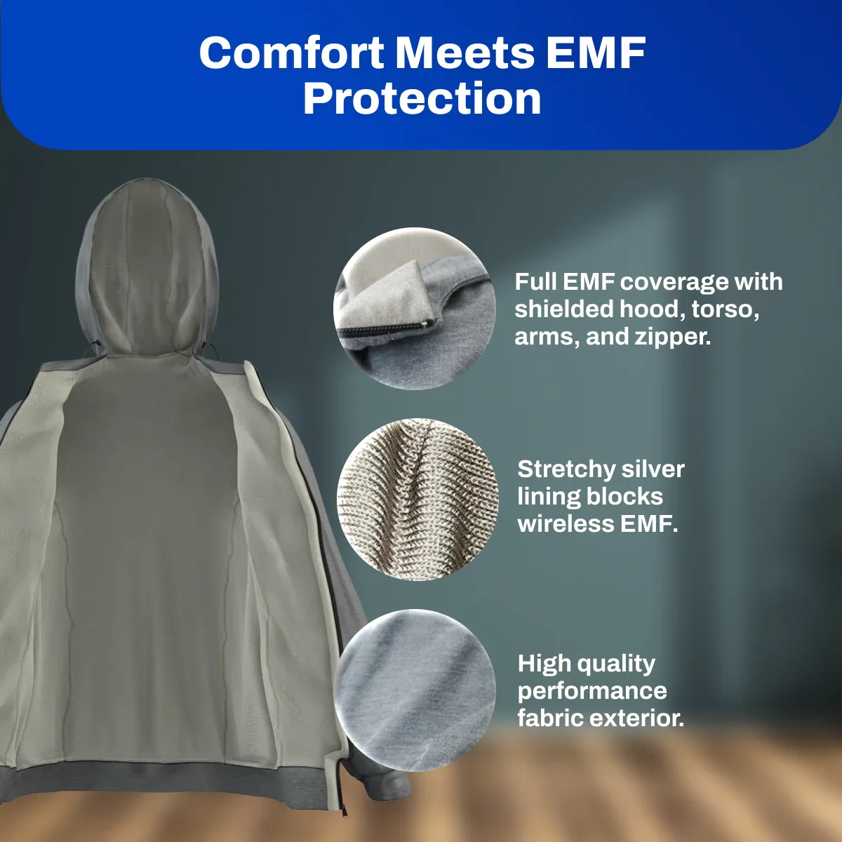 DefenderShield EMF Radiation Protection Hooded Jacket - Image 5