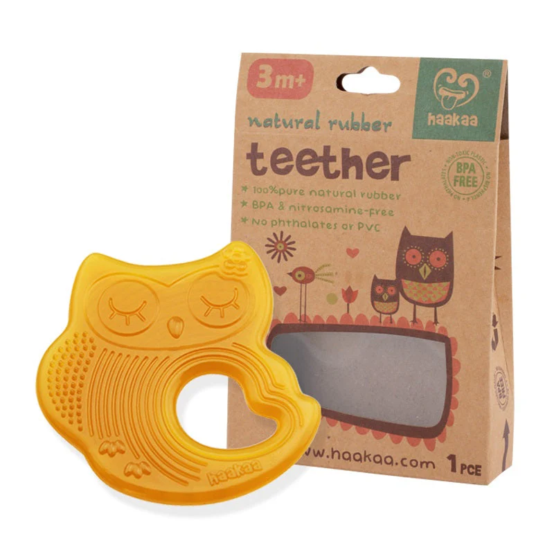 Haakaa Sleeping Owl Natural Rubber Teether 1 pk - Image 4