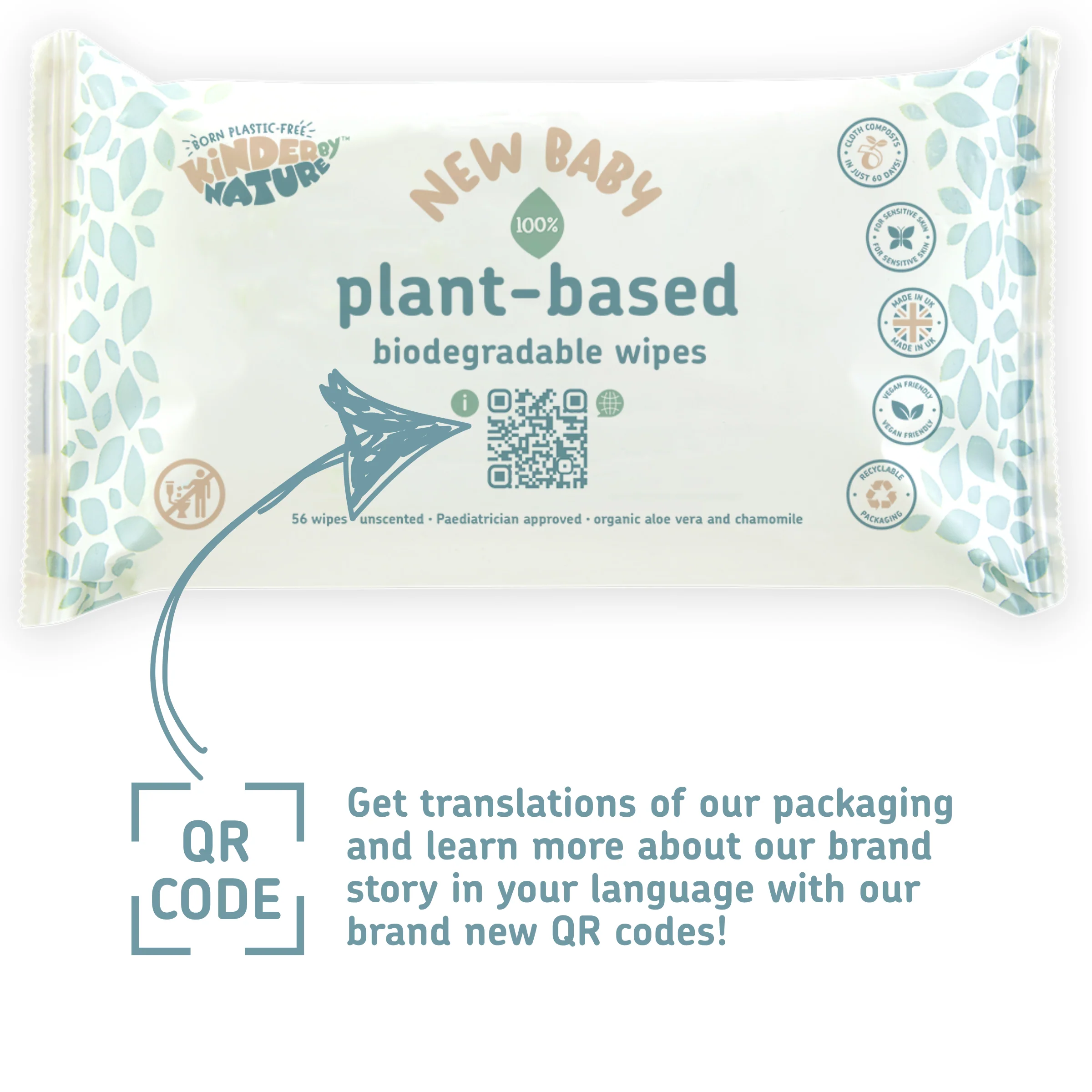 Kinder by Nature 100% Biodegradable Plant-Based Baby Wipes - 672 Count (12 packs of 56 wipes) - Image 5
