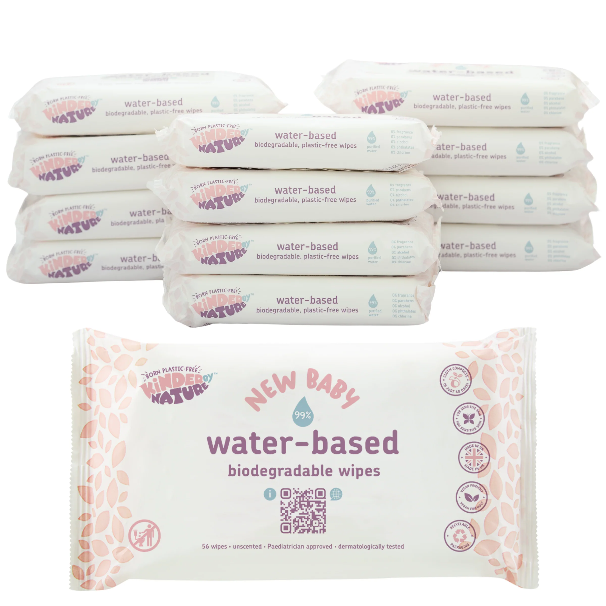 Kinder by Nature 100% Biodegradable Water-Based Baby Wipes - 672 Count (12 packs of 56 wipes) - Image 6