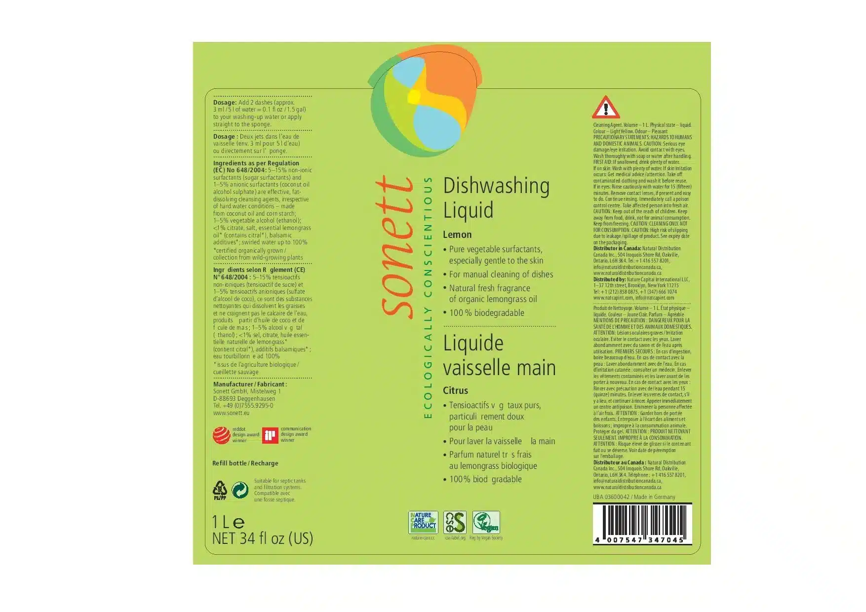 Sonett Natural Dishwashing Liquid - Image 3