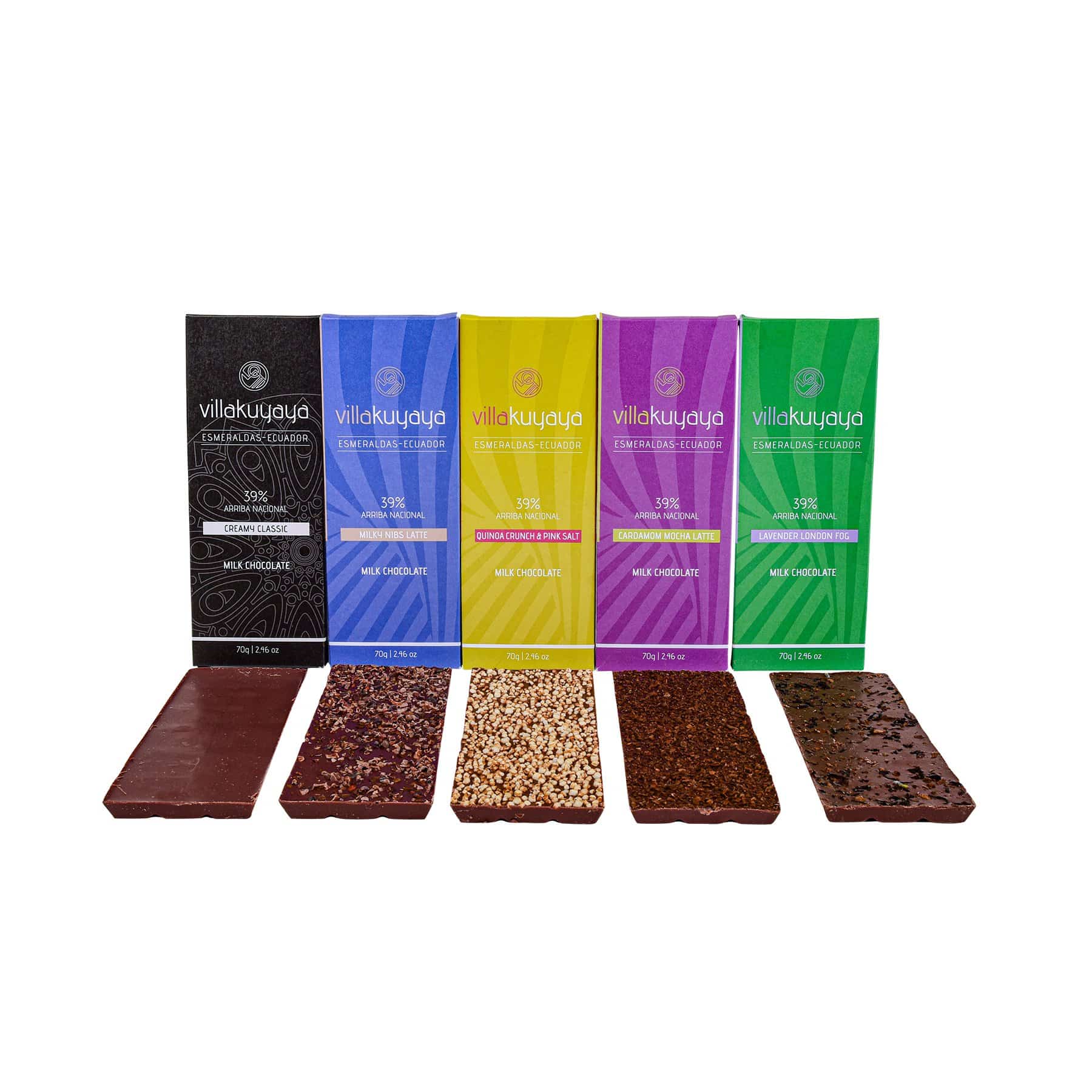 Villakuyaya Milk Chocolate QUINOA CRUNCH & PINK SALT 39% (10 Pack) - Image 3