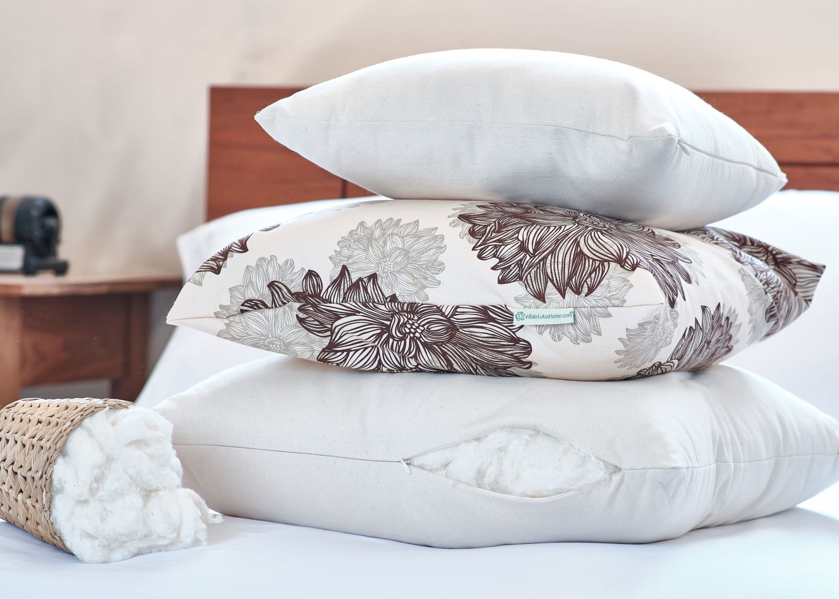 White Lotus Organic Cotton Decorative Pillow Inserts - Image 4