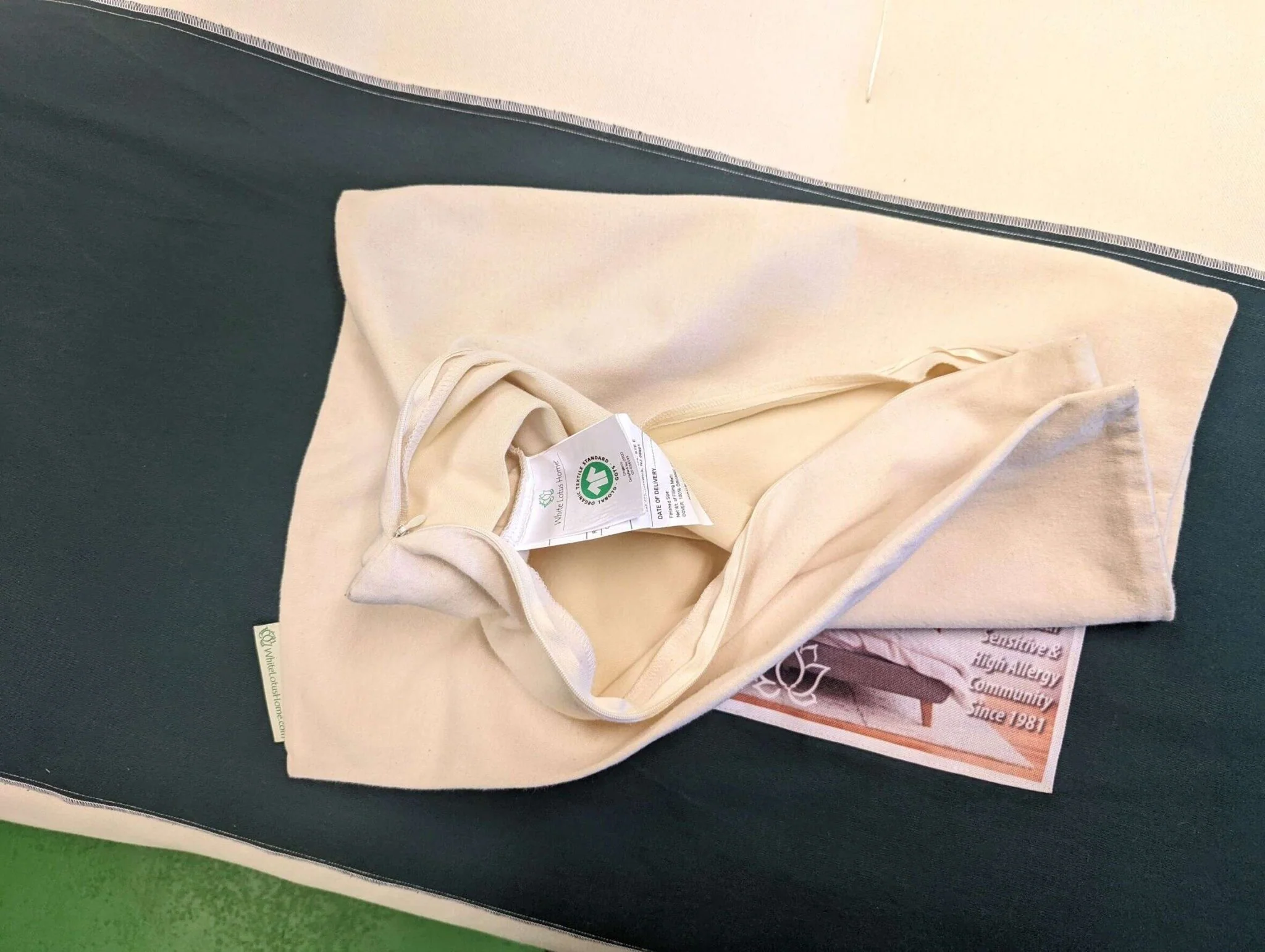 White Lotus Waterproof Organic Cotton Pillow Protector - Image 5